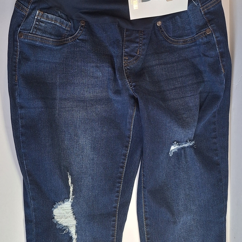 Haute Mama Women's Lightly Ripped Maternity Skinny Jeans